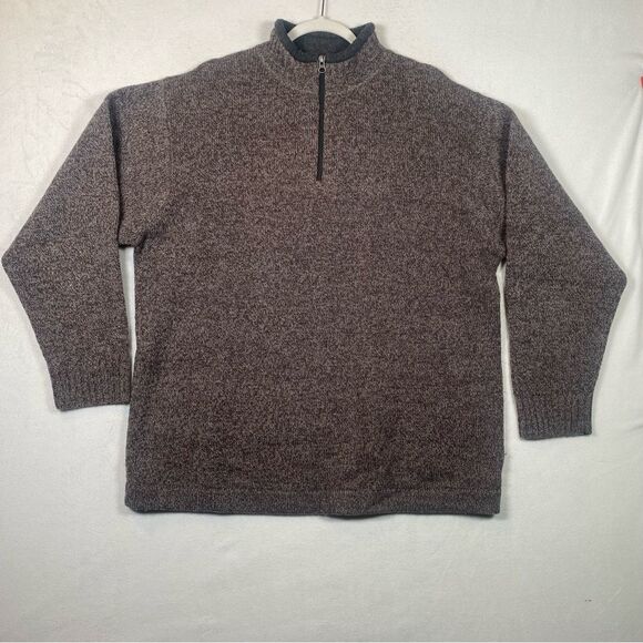 Woolrich 1/4 Zip 100% Wool Mock Neck Sweater Size Large Color Slate Heather - Picture 1 of 11
